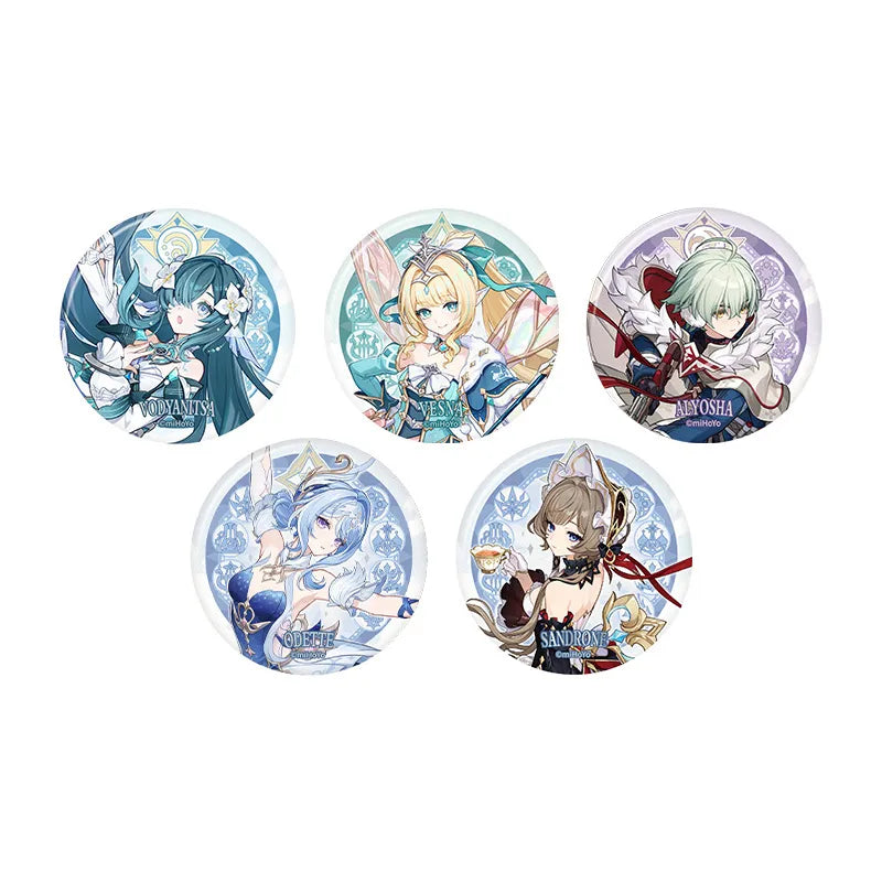 Genshin Impact Themed Series Snezhnaya Character Badges Collection featuring Vesna and Vodyanitsa
