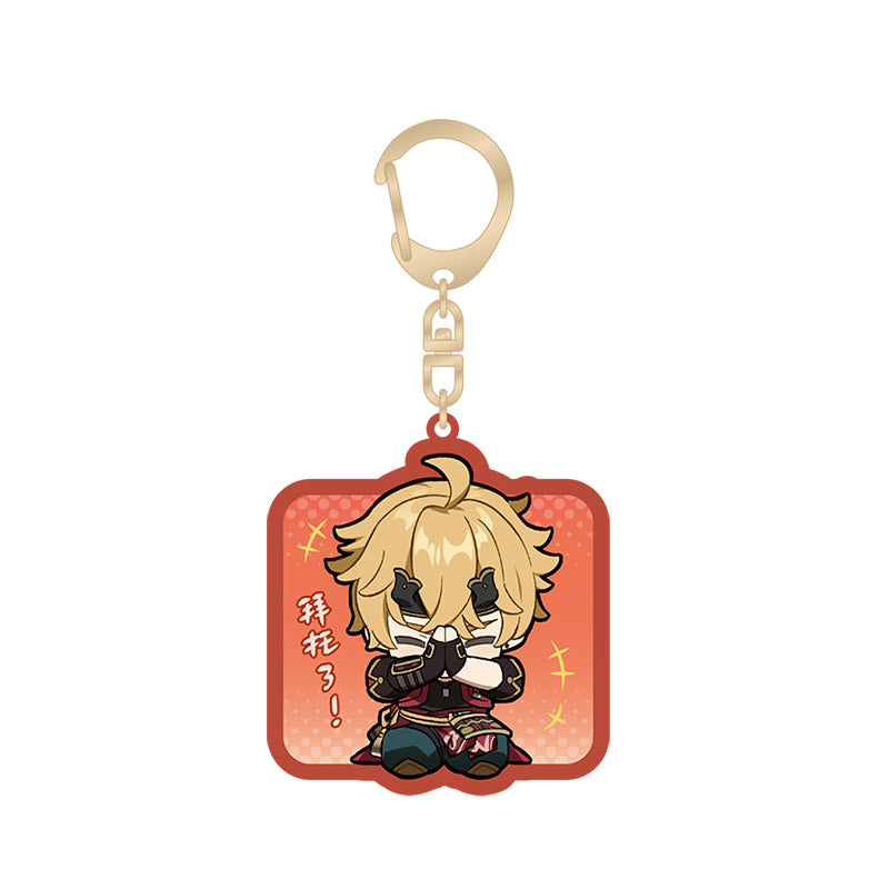 Genshin Thoma Q Version Expression Series acrylic keychain featuring chibi Inazuma character