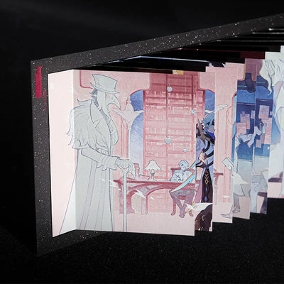 Genshin Impact double-sided accordion book with foldout character artwork