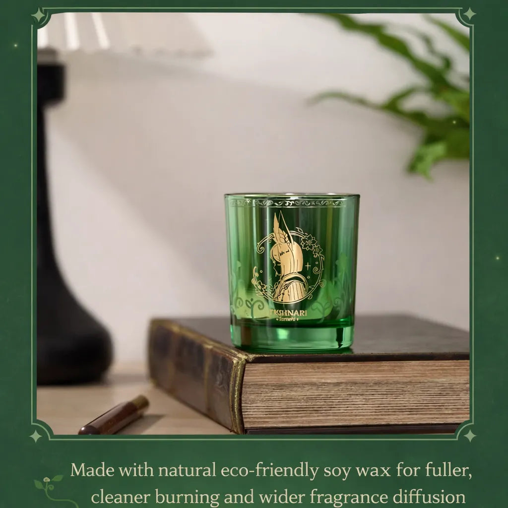Genshin Impact Tighnari candle glowing glass effect under natural lighting