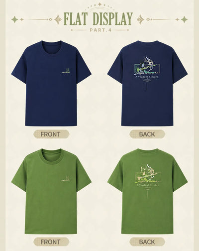 Genshin Impact Tighnari forest desert series t shirt navy and green collection overview