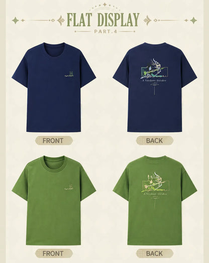 Genshin Impact Tighnari forest desert series t shirt navy and green collection overview