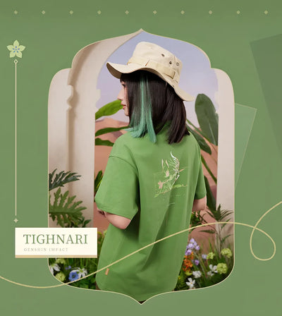 Tighnari t shirt cotton fabric breathable texture close view