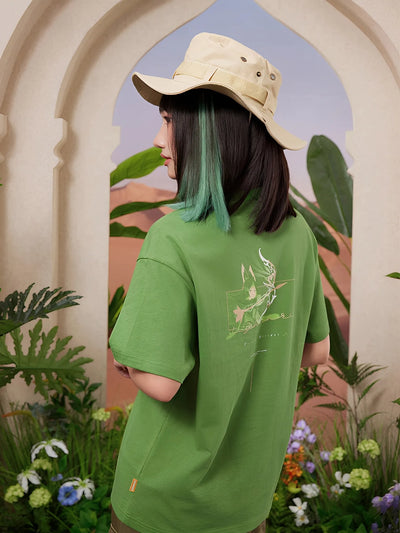 Genshin Impact Tighnari forest desert series green t shirt casual cosplay look
