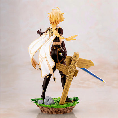 Genshin Impact Traveler Aether figure back view showcasing cape and sculpt details