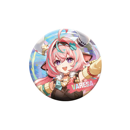 Genshin Impact Varesa character badge with holographic finish and themed artwork