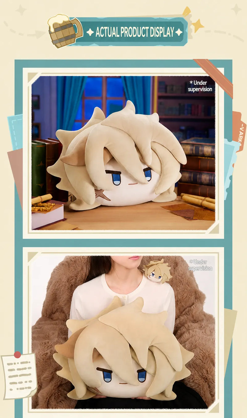 Varka Big Head Plush Pillow actual product display and size reference