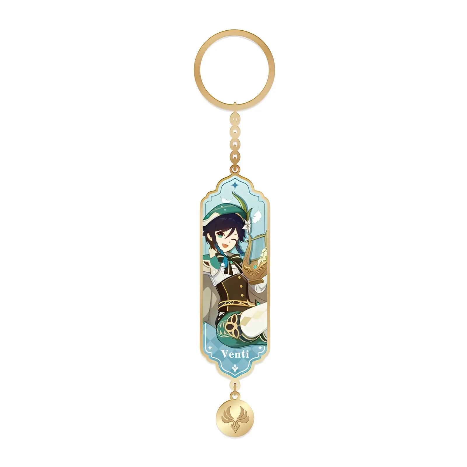 Genshin Impact Venti character illustration metal epoxy keychain charm