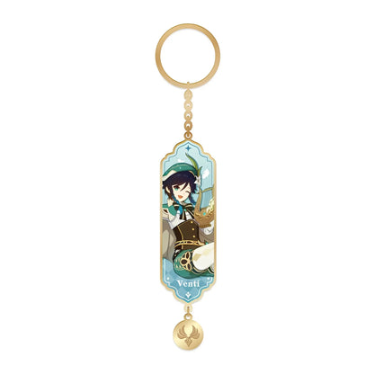 Genshin Impact Venti character illustration metal epoxy keychain charm