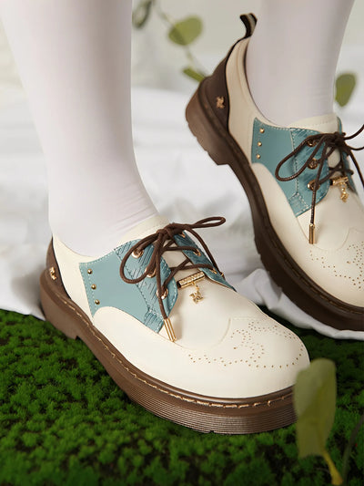 Genshin Impact Venti themed oxford shoes front view white color design
