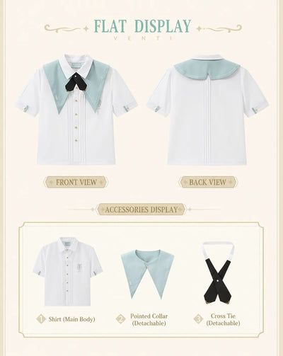 Venti themed shirt detachable collar and cross tie accessories display