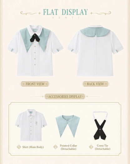 Venti themed shirt detachable collar and cross tie accessories display