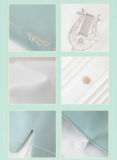 Venti themed shirt stitching and panel detail design close up