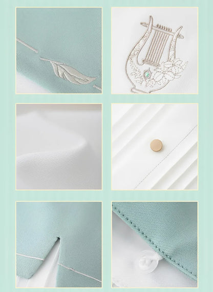Venti themed shirt stitching and panel detail design close up