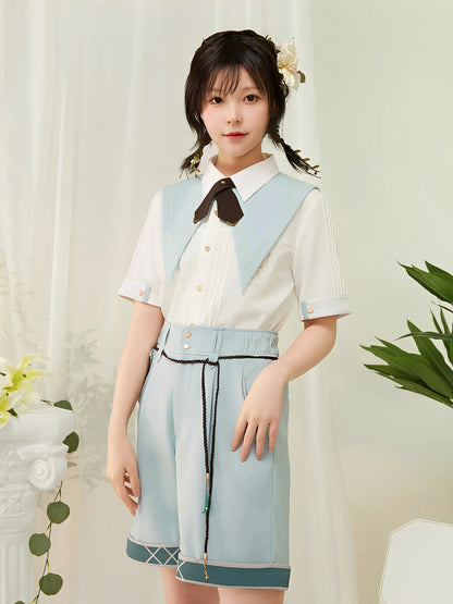 Genshin Impact Venti themed impression short sleeve shirt model front view XS to XL