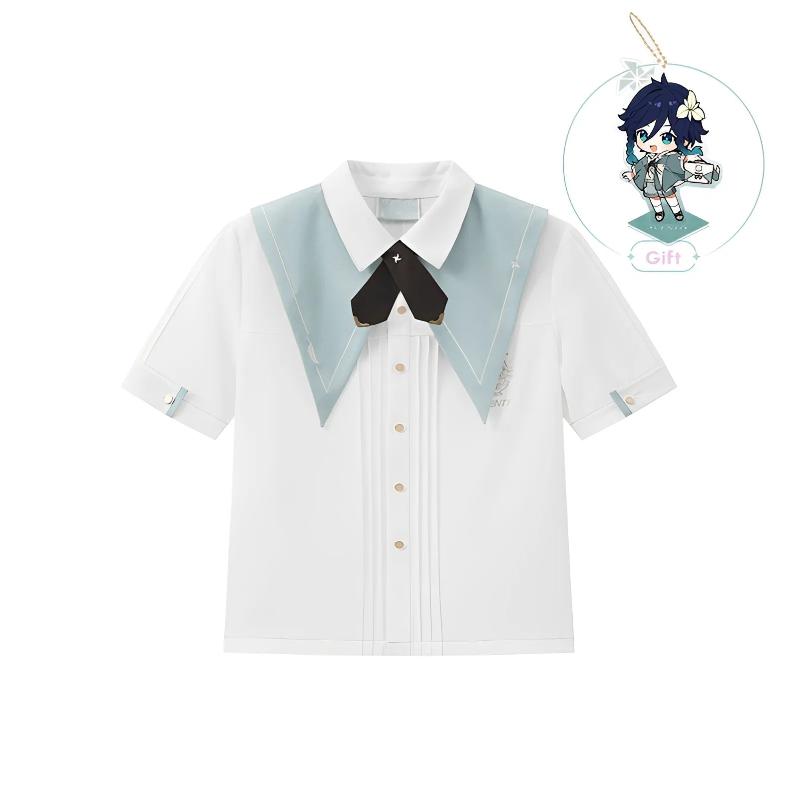 Genshin Impact Venti themed short sleeve shirt front back white background product image