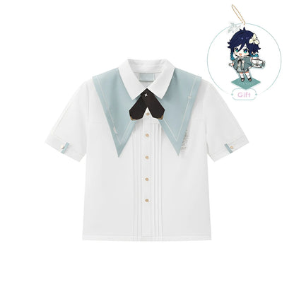 Genshin Impact Venti themed short sleeve shirt front back white background product image
