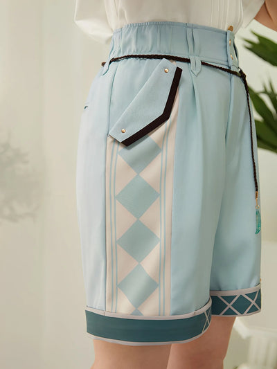 Venti themed shorts hem detail pattern design genshin impact clothing