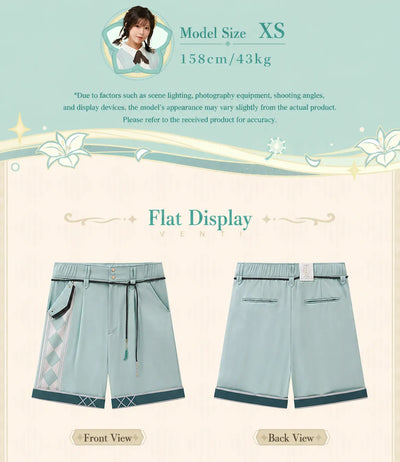 Venti themed shorts stitching and contrast detail close up design