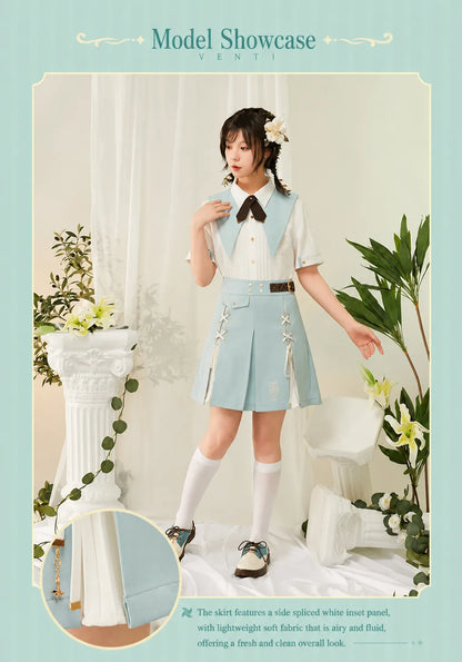 Venti themed skirt flat lay front back view genshin impact apparel