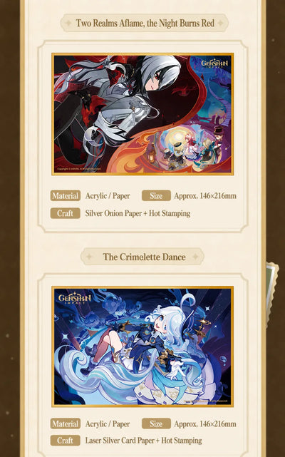 Genshin acrylic art card full set display Version Preview Series multiple character illustration collection