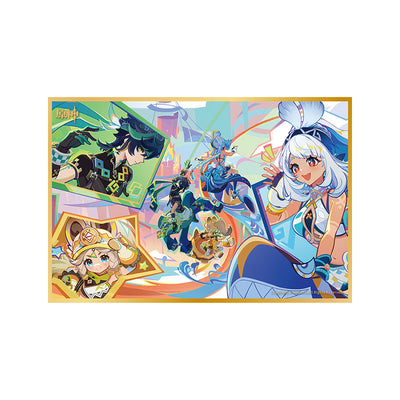Genshin acrylic art card featuring Mualani Kinich and Kachina Version Preview Series illustration