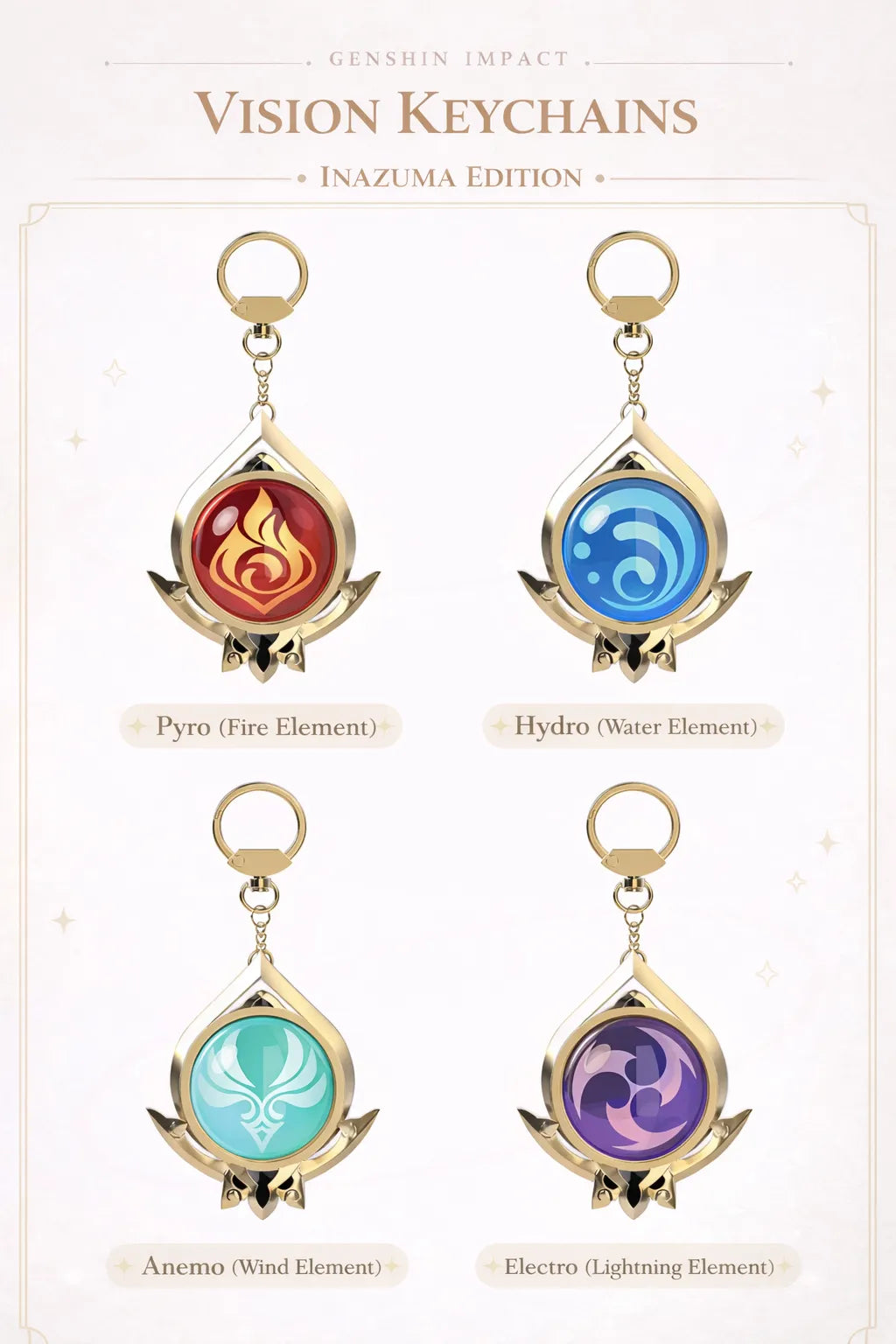 Genshin Impact Inazuma vision keychain element collection