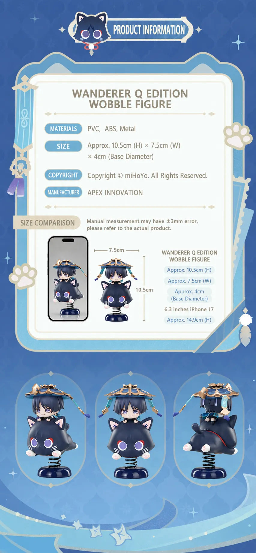 Wanderer wobble figure showing ornate hat and character details