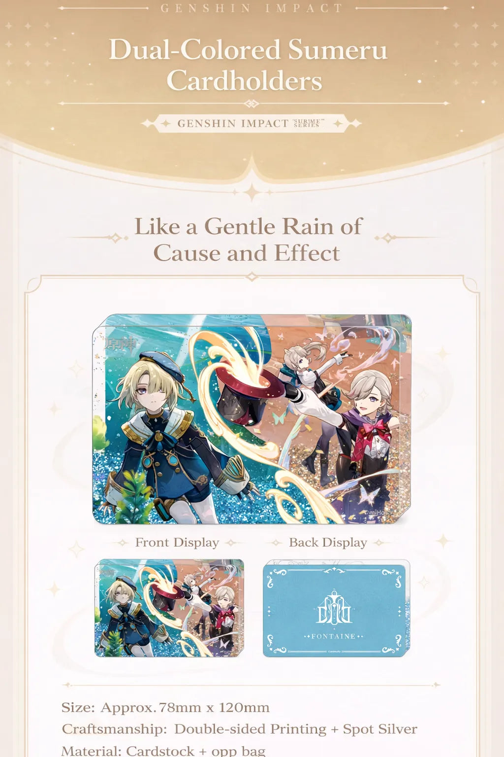 Genshin Impact Wanderer flowing sand acrylic stand double-sided design detail with size and craftsmanship information