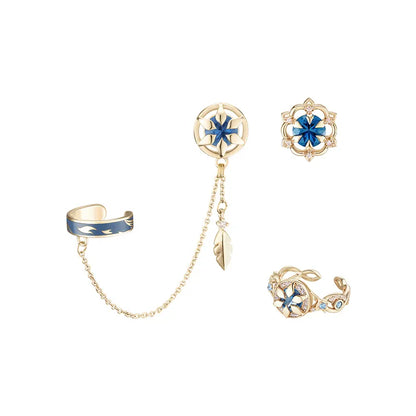 Genshin Impact Wanderer Resplendent Feast ring and earring jewelry set merch