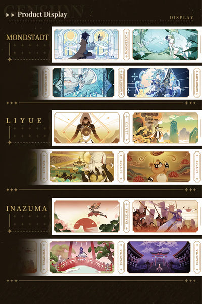 Genshin Impact washi tape detailed scenes landscapes and elemental themes