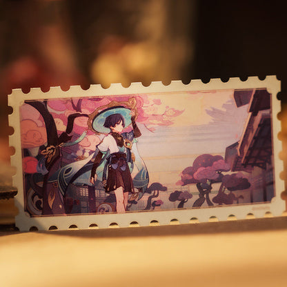 Genshin Impact washi tape Set A featuring scenic character illustrations