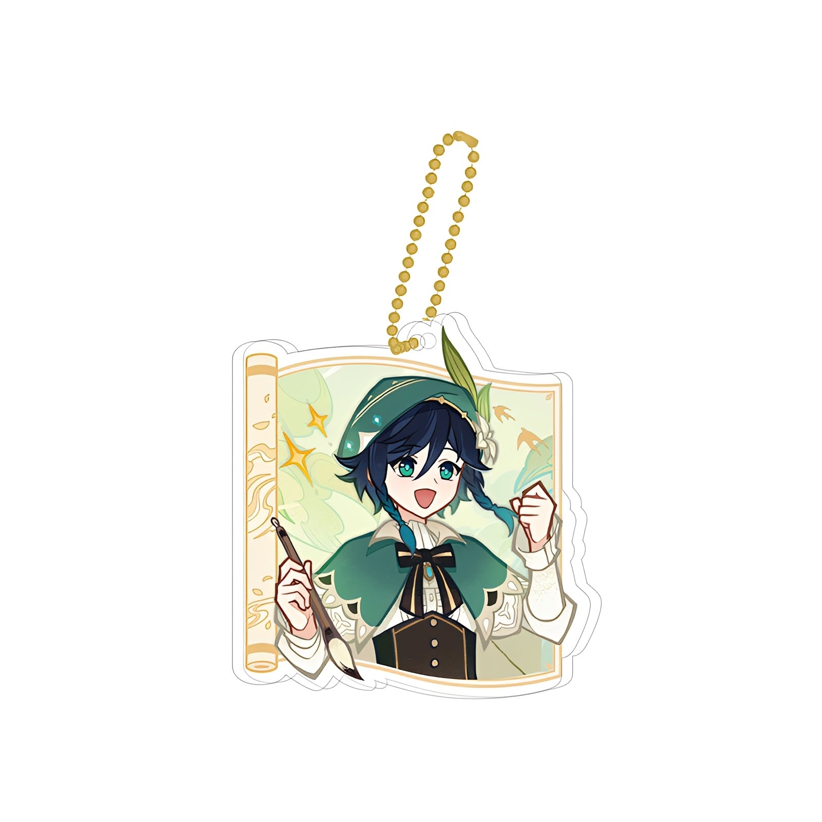 Genshin Impact Venti acrylic keychain from Waterborne Poetry Collection gold foil finish