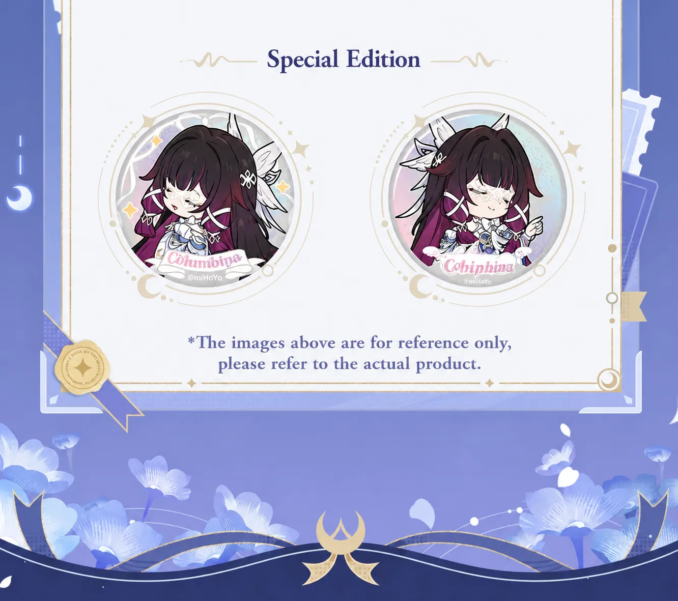 Blessing of the Welkin Moon Series Columbina badge design collection