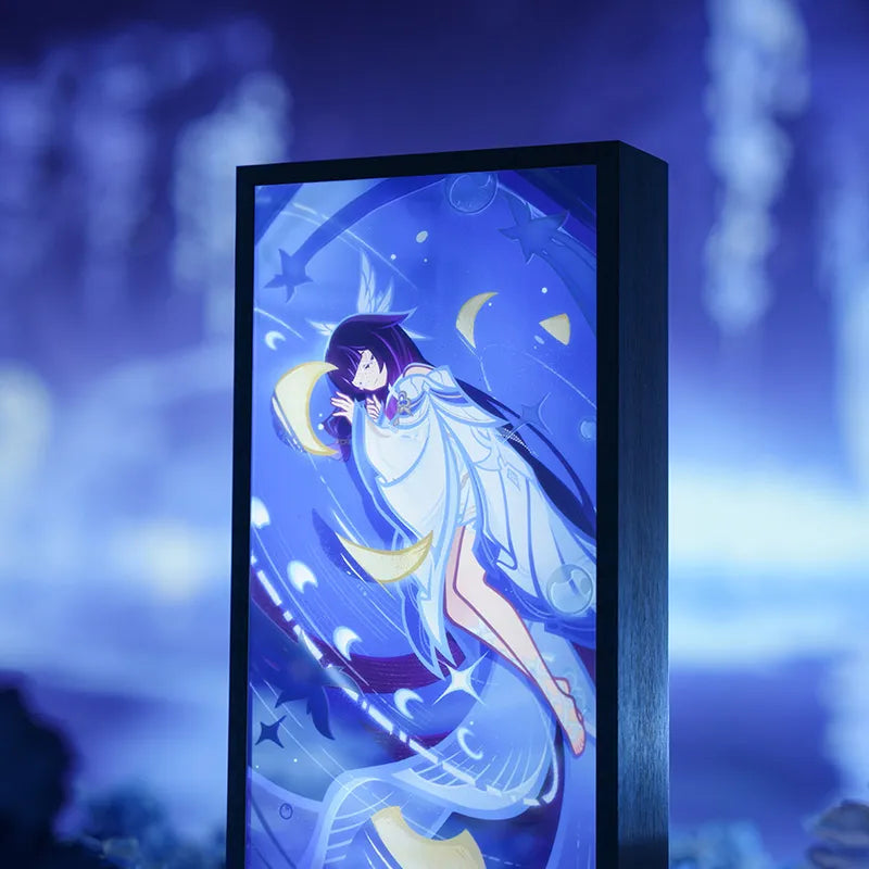 Blessing of the Welkin Moon light painting with blue celestial design
