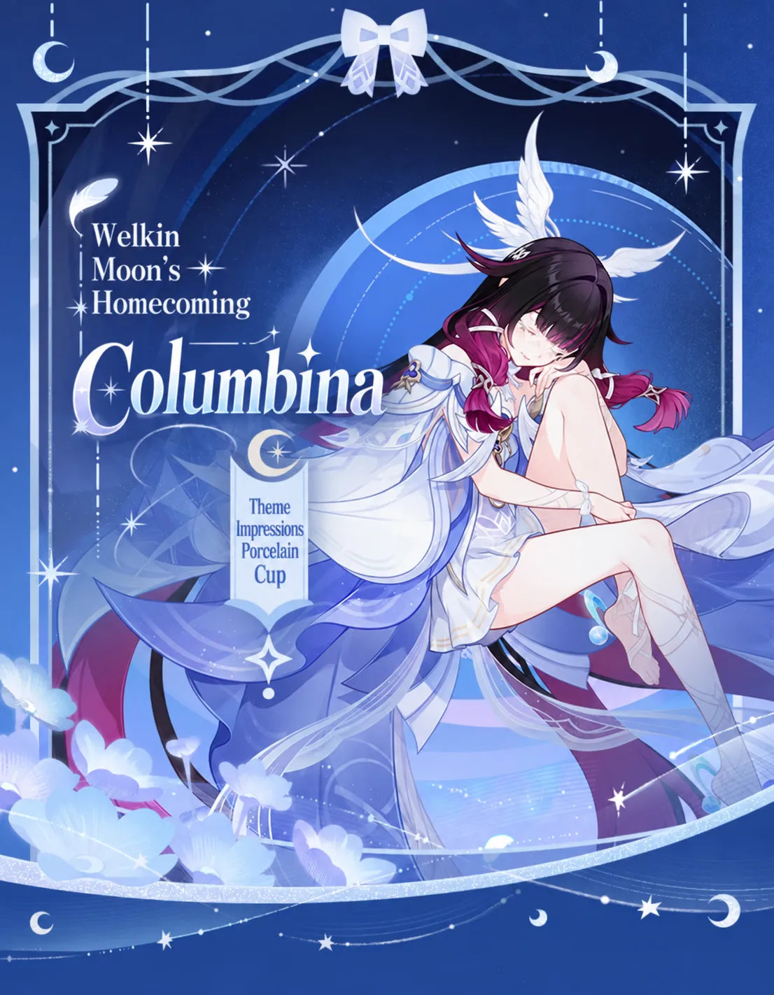 Columbina porcelain cup set product information with dimensions and materials