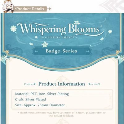 Genshin Impact Whispering Blooms badge series design and craftsmanship details