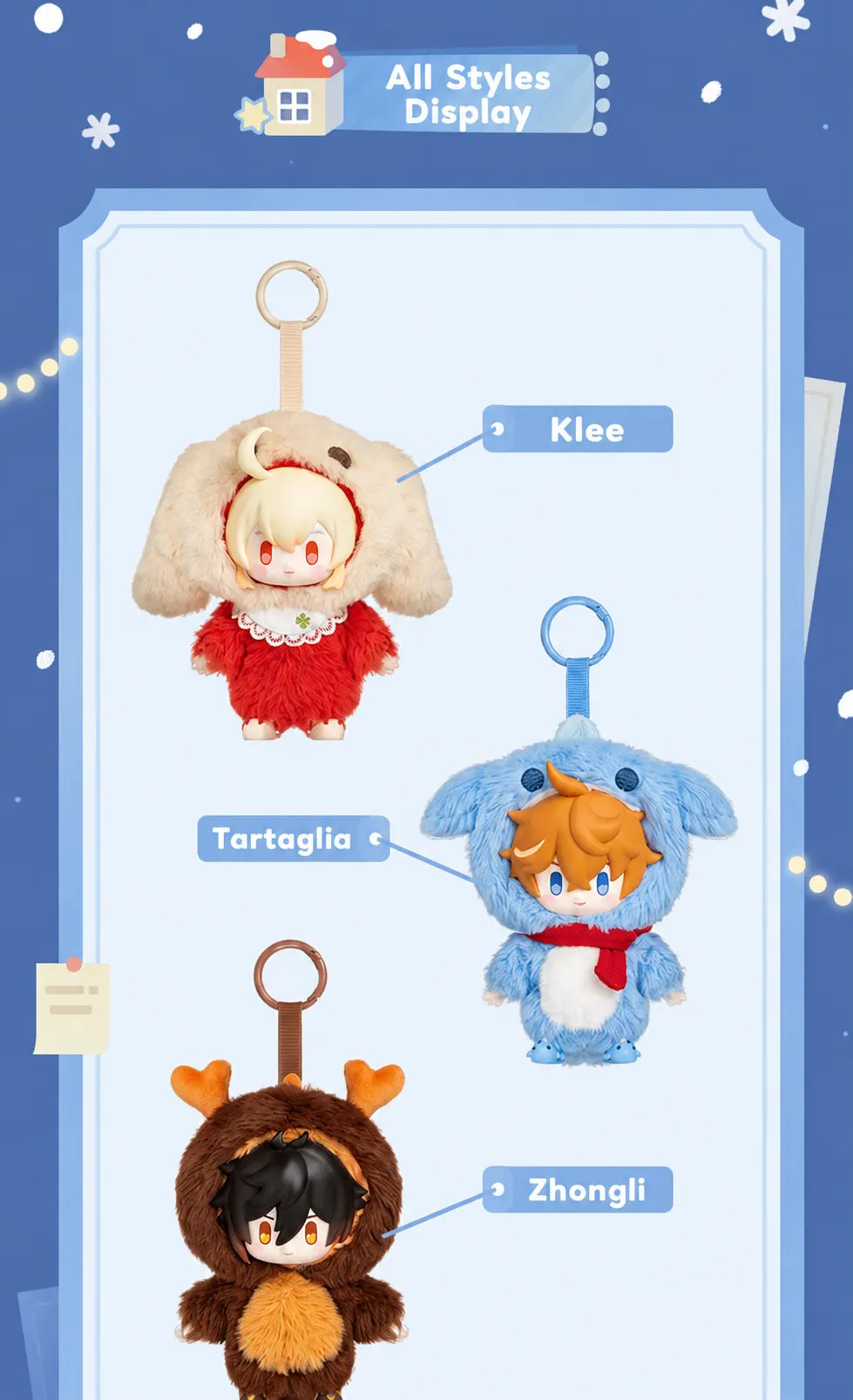 Genshin Impact Winter Nesting Neuvillette and Citlali plush charm designs