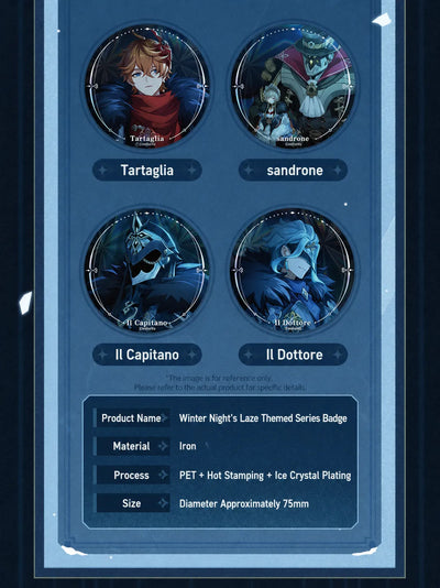 Genshin Impact Winter Night’s Laze badge design and surface detail