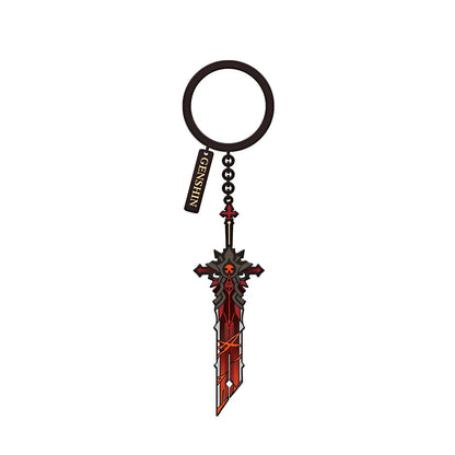 Genshin Impact Wolf's Gravestone weapon metal charm keychain from Divine Casting series