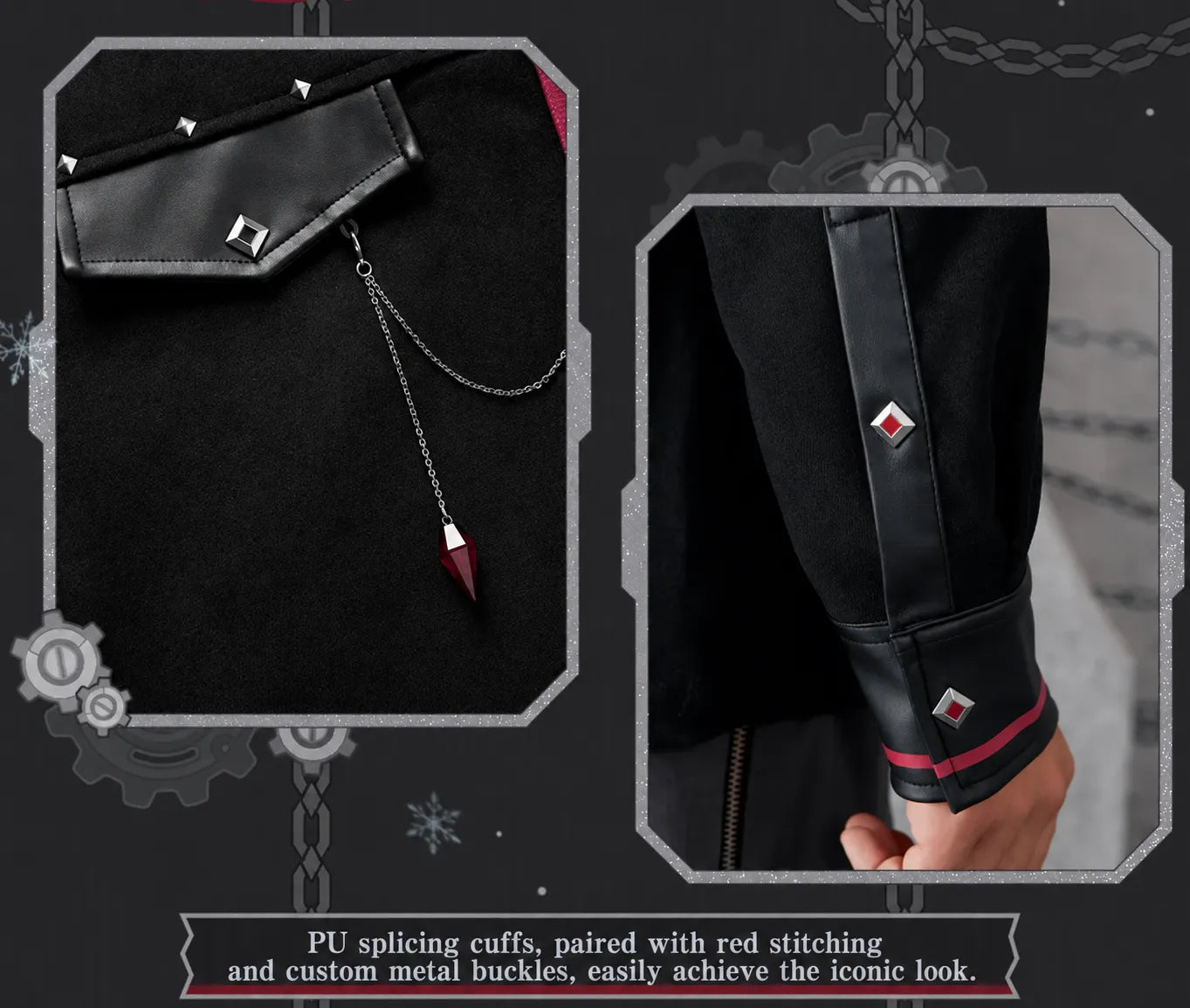 Genshin Impact Wriothesley casual shirt cuff detail with PU leather panels and metallic accents