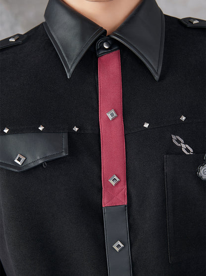 Genshin Impact Wriothesley casual shirt with custom metallic decorations and contrast red detailing
