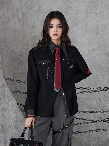 Genshin Impact Wriothesley themed casual shirt outfit with oversized silhouette and winter streetwear styling