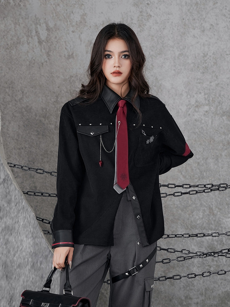 Genshin Impact Wriothesley themed casual shirt outfit with oversized silhouette and winter streetwear styling