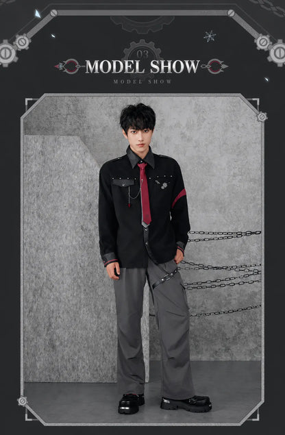 Genshin Impact Wriothesley casual shirt full body model showcase with industrial themed styling