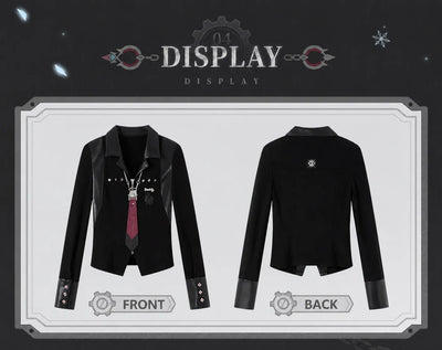 Genshin Wriothesley knitted shirt with custom PU collar and layered tie-inspired decoration