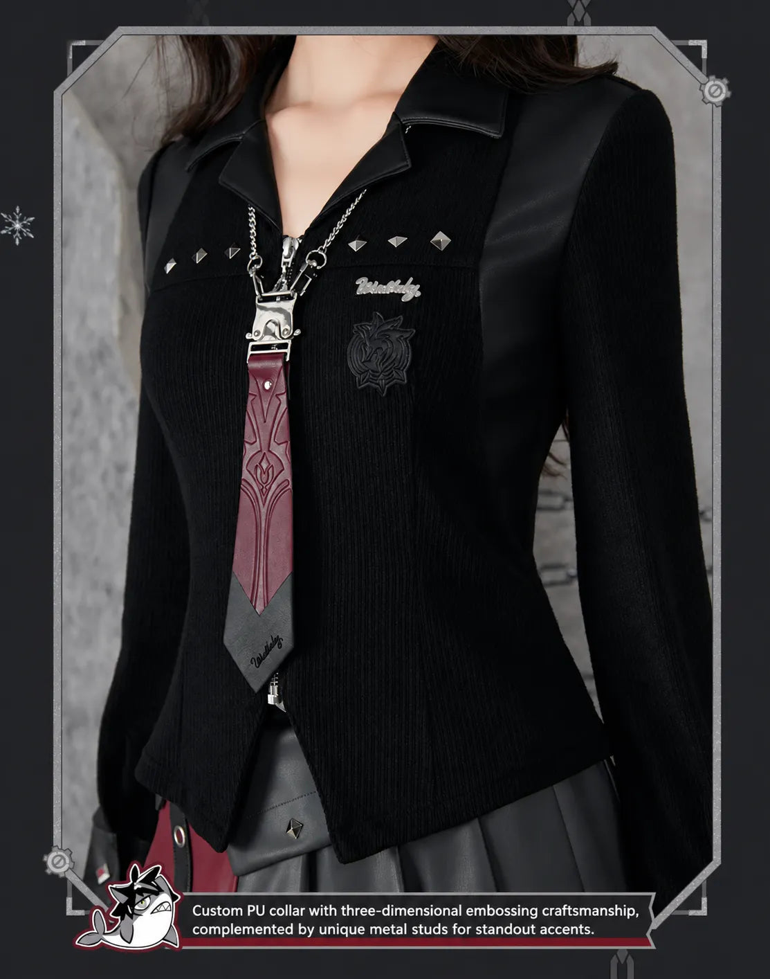 Genshin Impact Wriothesley knitted shirt slim fit silhouette with layered industrial themed styling