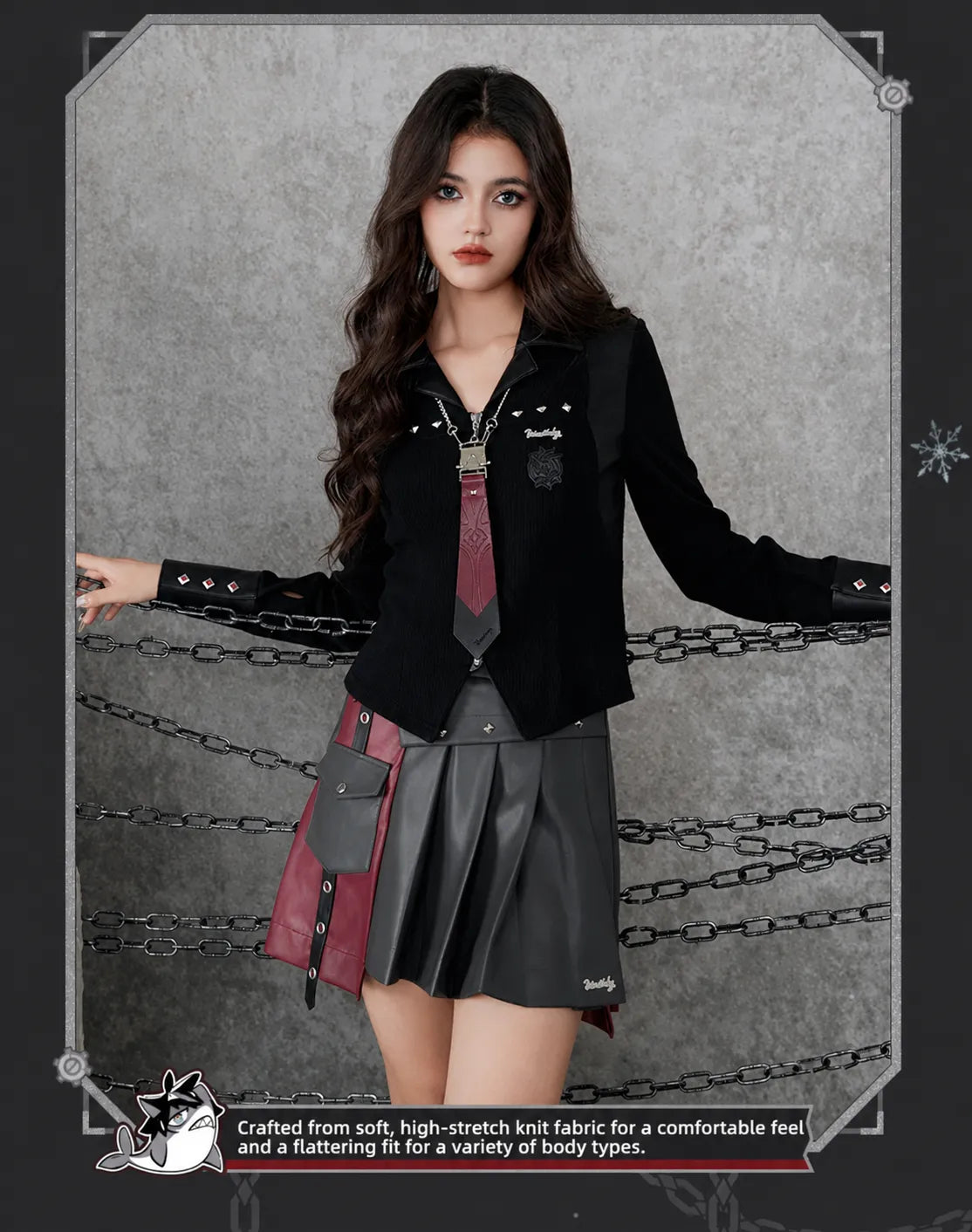 Genshin Impact Wriothesley knitted shirt front and back flat lay apparel showcase