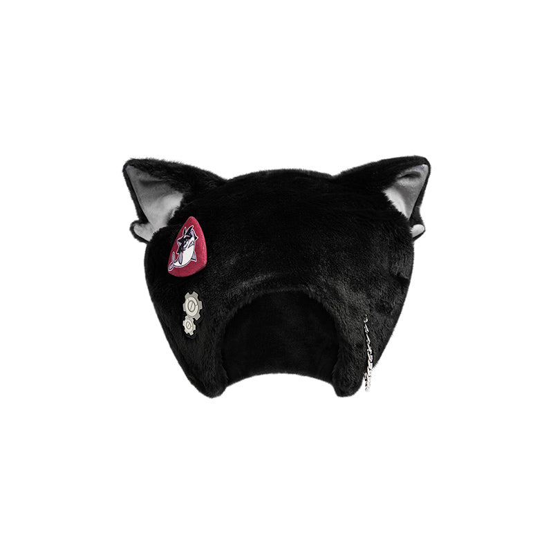 Genshin Impact Wriothesley themed plush fur hat isolated on white background