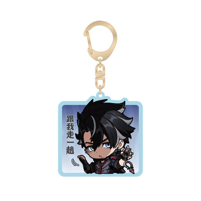 genshin impact wriothesley q version emoji keychain front view